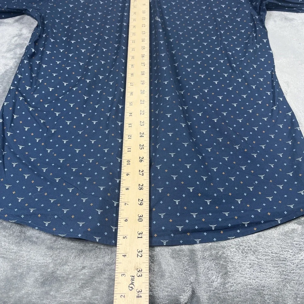 Ariat Shirt Mens Large Blue AOP Bulls Long Sleeve Button Western Ranch Fitted - Picture 8 of 10